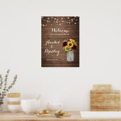 Affiche de bienvenue Rustic Wood Sunflowers Bourgo (Cuisine)