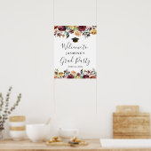 Affiche de bienvenue Rustique Bourgogne Floral Gra (Cuisine)