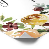 Affiche de bienvenue Rustique Bourgogne Floral Gra (Coin)