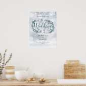 Affiche de bienvenue Rustique Floral Winter Weddin (Cuisine)