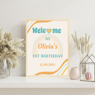 Affiche de bienvenue super Rainbow Birthday Party
