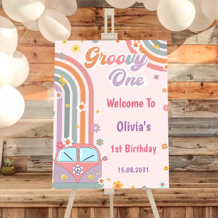 Affiche de bienvenue super Rainbow Birthday Party