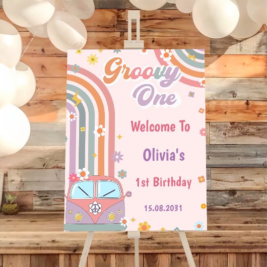 Affiche de bienvenue super Rainbow Birthday Party