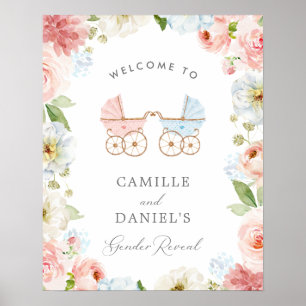 Affiche de bienvenue sur le Baby shower de révélat