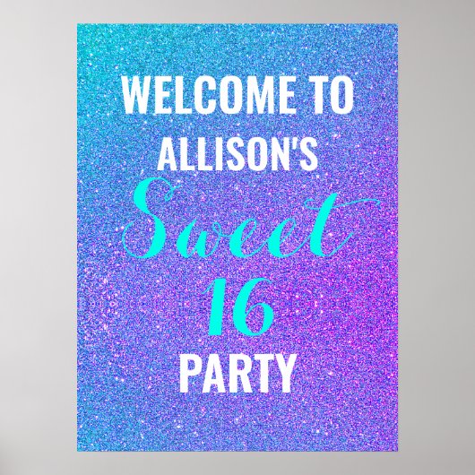 Affiche de bienvenue sweet sixteen Turquoise de Pa (Devant)