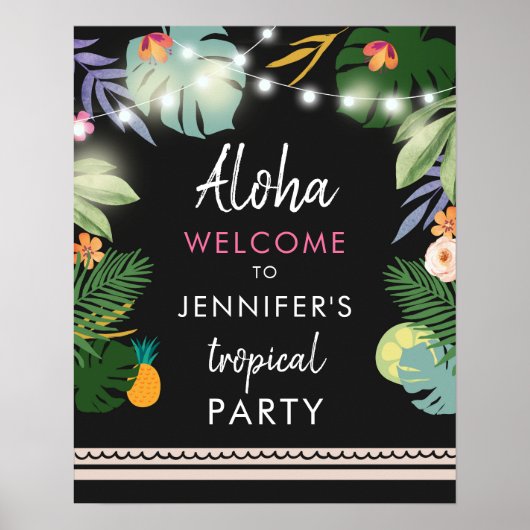 Affiche de bienvenue Tropical Aloha Luau Hawaiian (Devant)