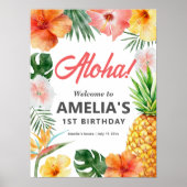 Affiche de bienvenue Tropical Hawaiian Birthday Pa (Devant)