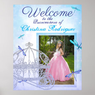Affiche de bienvenue Turquoise & Blue Quinceañera