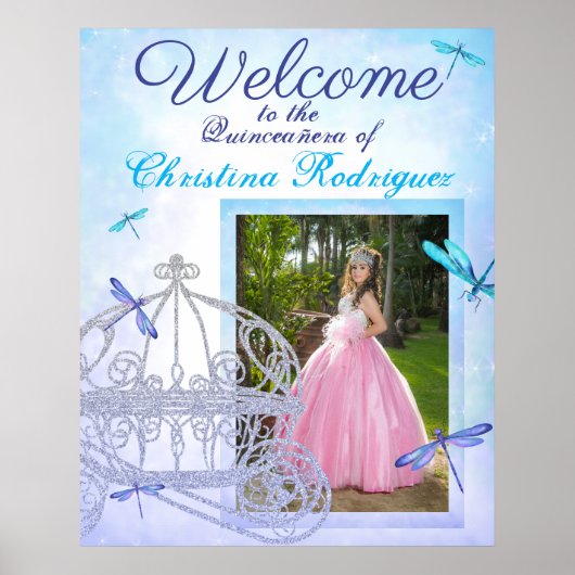 Affiche de bienvenue Turquoise & Blue Quinceañera (Devant)
