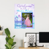 Affiche de bienvenue Turquoise & Purple Quinceañer (Bureau à domicile)