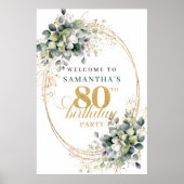 Affiche de bienvenue verte et blanche pour 80 ans  (Devant)