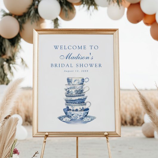 Affiche de bienvenue Wedding shower du Blue Bridal