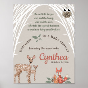 Affiche de bienvenue Whimsical Woodland Animaux