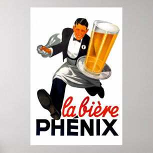 Affiche de bière Art Nouveau Phénix Bière 1899 Vin