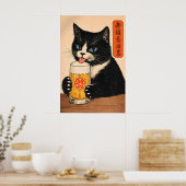 Affiche de bière pour chat japonais, impression de (Cuisine)