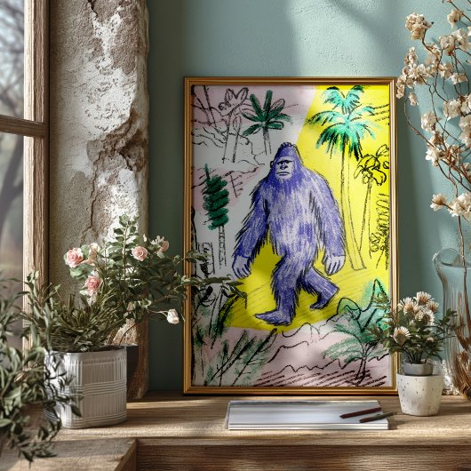 Affiche de Bigfoot qui marche - Art mural