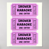 Affiche de billet de karaoke sous la douche rose (Devant)