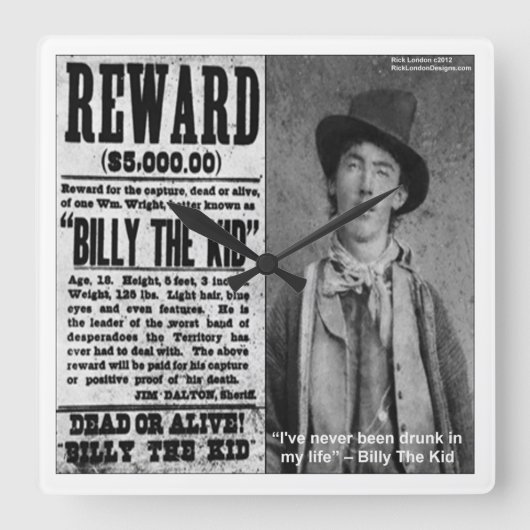 Affiche de Billy The Kid Horloge murale (Recto)