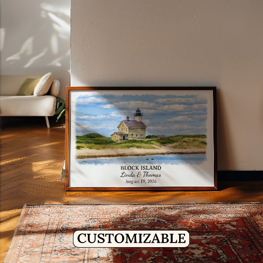 Affiche de Block Island Rhode Island, aquarelle