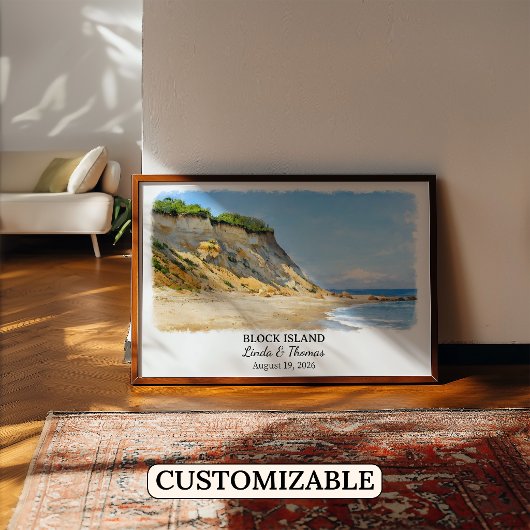 Affiche de Block Island Rhode Island, Aquarelle