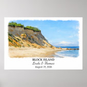 Affiche de Block Island Rhode Island, Aquarelle (Devant)