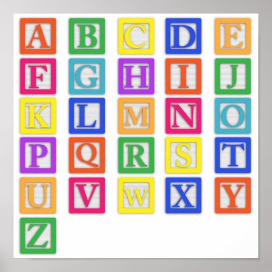 Affiche de blocs alphabet bébé (Devant)