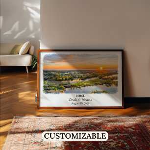 Affiche de Boise Idaho, Aquarelle, Sur mesure