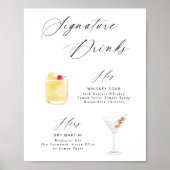 Affiche de boissons à signature de script élégant (Devant)