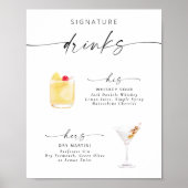 Affiche de boissons à signature de script élégant (Devant)