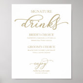 Affiche de boissons signatures Chic Gold Script (Devant)