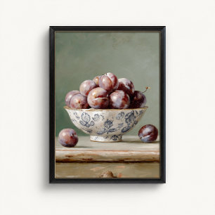 Affiche de bol de fruits à la prune antique