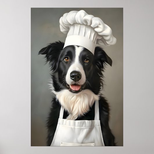 Affiche de Border Collie en chapeau de chef, Affic (Devant)