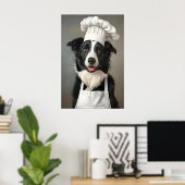 Affiche de Border Collie en chapeau de chef, Affic (Bureau à domicile)