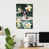 Affiche de Boston Terrier dans la baignoire, Chien (Bureau à domicile)
