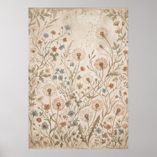 Affiche de botanique de fleur sauvage vintage