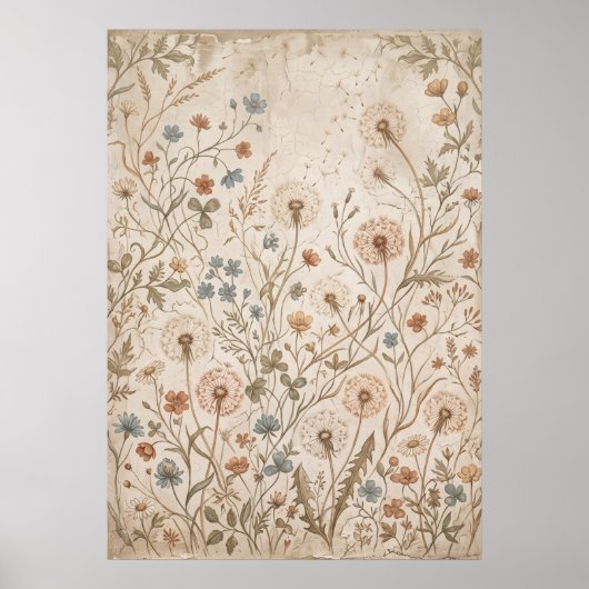 Affiche de botanique de fleur sauvage vintage (Devant)