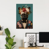 Affiche de Bouledogue Français en costume, Bouledo (Bureau à domicile)