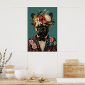 Affiche de Bouledogue Français en costume, Bouledo (Cuisine)