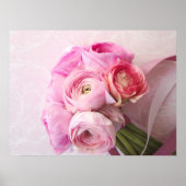 affiche de bouquet de ranunculus rose (Devant)