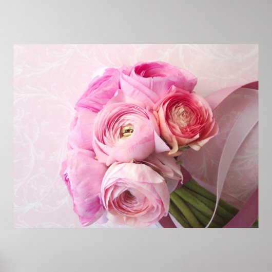 affiche de bouquet de ranunculus rose (Devant)