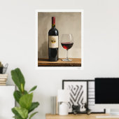 Affiche de bouteille et de verre de vin rouge (Bureau à domicile)