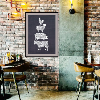 Affiche de boutique de boucher vintage sur tableau