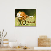 Affiche de bovins Longhorn Texas (Cuisine)