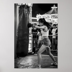 Affiche de boxe intrépide sous les lumières de la 
