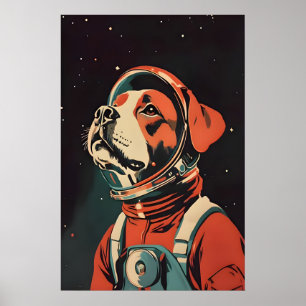 Affiche de boxeur astronaute, Impression rétro de 