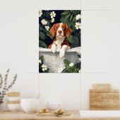 Affiche de Brittany Spaniel dans une baignoire, Ch (Cuisine)