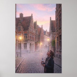Affiche de Bruges Crépuscule Pavé de Rêve