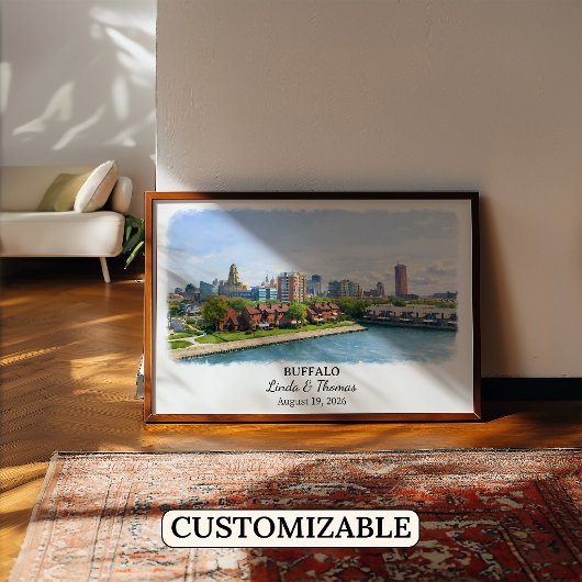 Affiche de Buffalo New York, Aquarelle, Sur mesure