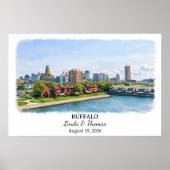 Affiche de Buffalo New York, Aquarelle, Sur mesure (Devant)
