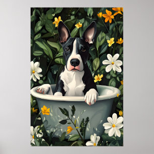Affiche de Bull Terrier dans une baignoire, Affich